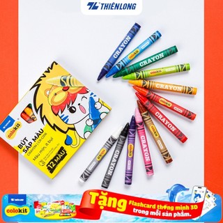 Bút sáp màu Thiên Long Colokit 12 màu tươi sáng tiêu chuẩn Châu Âu an toàn cho bé, trẻ em tô màu, vẽ tranh CR-C016