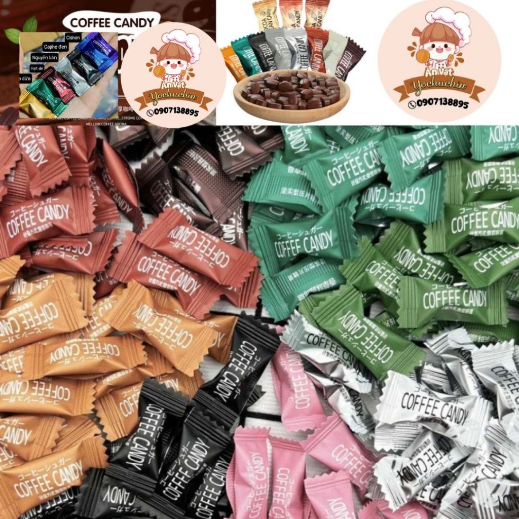 Bịch 100g~100 viên coffee candy, kẹo cà phê không đường, cafe ăn kiêng.