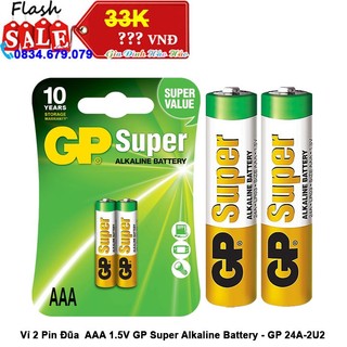 Vỉ 2 pin đũa aaa 1.5v gp super alkaline battery - gp 24a-2u2