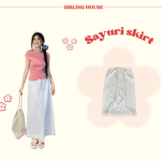  Phong cách hàn quốc Chân váy dài form suông chất linen bột thiết kế bèo nhún Sayuri Skirt - Sibling Hous
