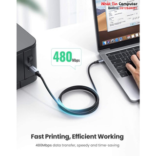 Cáp máy in USB Type-C to USB Type-B bọc dù Ugreen cao cấp