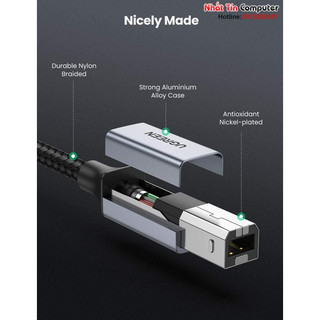 Cáp máy in USB Type-C to USB Type-B bọc dù Ugreen cao cấp