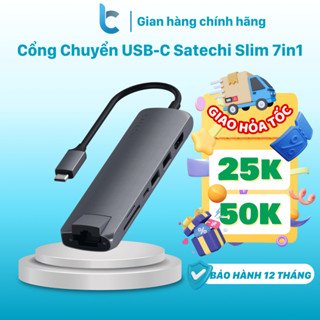 Hub/ Cổng Chuyển USB-C Satechi Slim 7in1 Ethernet, HDMI 4K, Sạc USB-C PD 60W, USB-A, SD/Micro