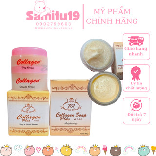 Combo Kem Collagen 701 plus vit E [kem ngày đêm + xà phòng]
