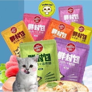 Pate Wanpy happy 100 cho mèo gói 70g,thơm ngon,dinh dưỡng,đủ vị.
