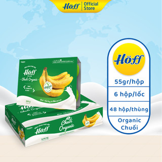 Combo 8 Sữa chua trẻ em Hoff ORGANIC vị chuối cho bé ăn dặm bổ sung vitamin D3 18 loại axit amin, 8 lốc (48 hộp x 55g)