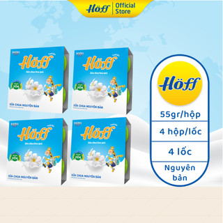 Combo 4 Sữa chua ăn trẻ em Hoff vị nguyên bản bổ sung men lợi khuẩn hỗ trợ tiêu hóa, 4 lốc (16 hộp x 55g)