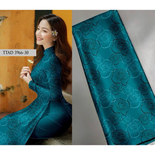 Tây Đô - Vải May Áo Dài Hoạ Tiết Hoa Hồng Đều, In 3D Trên Nền Lụa Tô Châu Cao Cấp