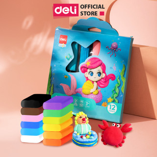 Set Đất Nặn 6/12 Màu Deli Thành Phần An Toàn Kháng Khuẩn, Màu Sắc Tươi Sáng, Dễ Dàng Trộn Màu Cho Bé Thỏa Sức Sáng Tạo