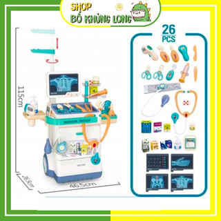 Đồ chơi bác sĩ xe đẩy bác sĩ cao 1m1 loại cao cấp 26 chi tiết bộ đồ chơi bác sỹ đồ chơi cho bé gái - bố khủng long