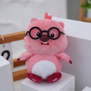 Combo 3 gấu bông Hải Ly đeo kính 13cm , Móc khoá gấu bông hải ly Loopy