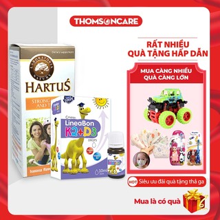 Canxi Hartus và Lineabon - Bộ đôi bổ sung canxi và vitamin D3 cho bé từ sơ sinh - Nhập khẩu từ Châu Âu
