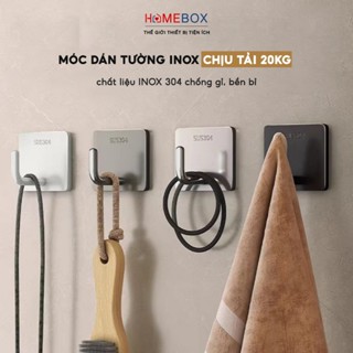 COMBO 10 Móc dán tường chịu lực inox 304, Móc treo tường siêu dính treo quần áo đồ đa năng