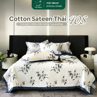 Bộ chăn ga gối Cotton Sateen Mịn Decor set drap giường lụa thái vỏ gối kèm chăn chần mềm mượt êm ái
