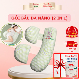 Gối Bà Bầu Cao Cấp 2 Trong 1 Lucky Mom, Có Kèm Gối Ôm Cho Bà Bầu, Có Thể Dùng Được Cả Sau Khi Sinh Con