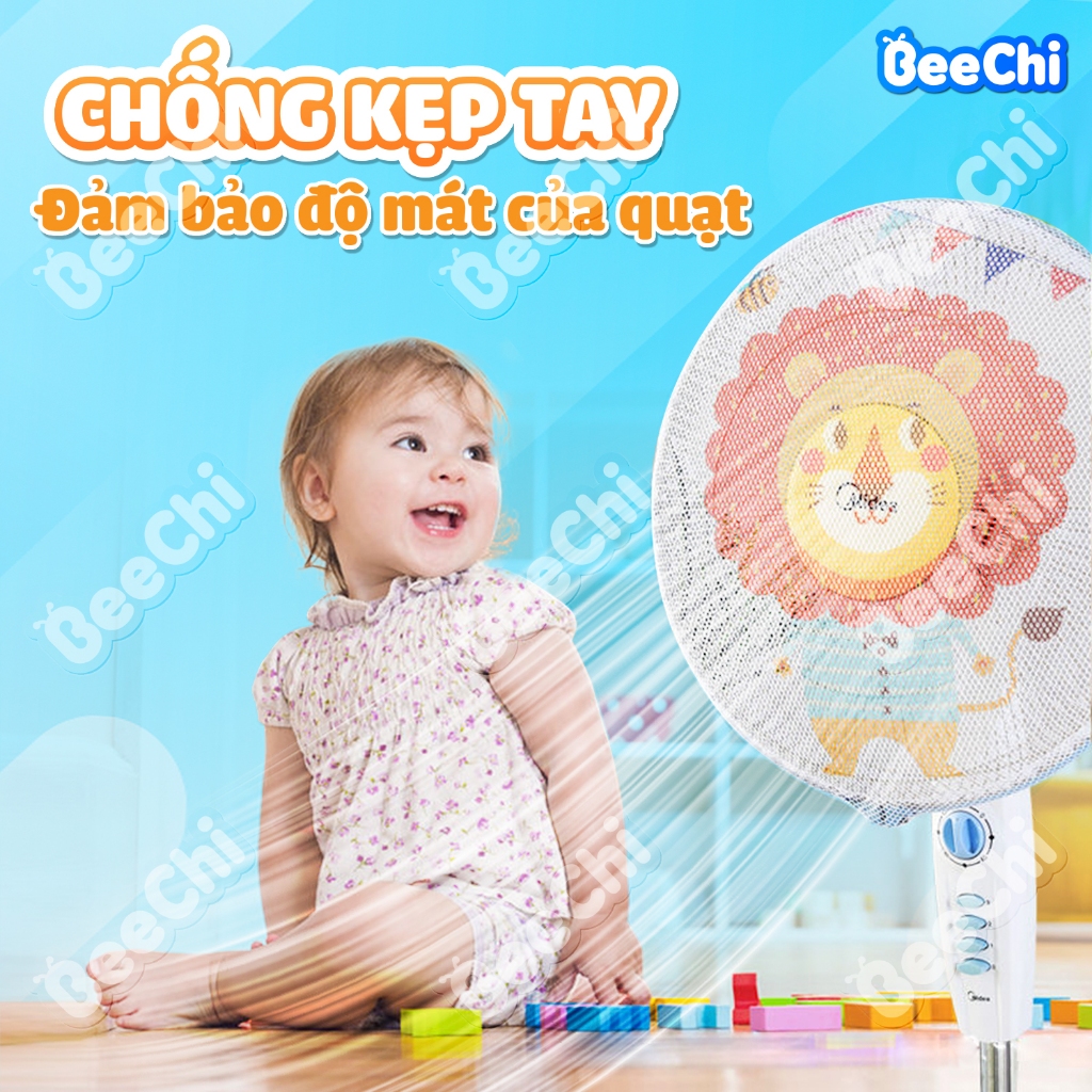Lưới bọc quạt hình thú ngộ nghĩnh, bảo vệ trẻ nhỏ khỏi nguy hiểm khi đến gần quạt, có dây rút rất tiện lợi