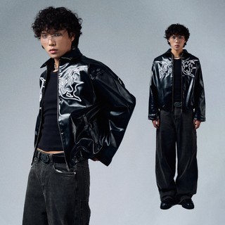 ÁO KHOÁC ISME EMBROIDERED LEATHER BOMBER JACKET