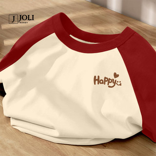 Áo Thun Nữ, Áo Raglan Tee Unisex By JOLI Happy Heart Chất Cotton Form Rộng Cho Nam Nữ