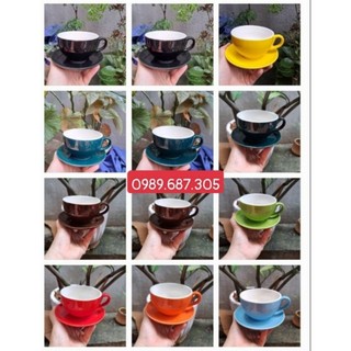 bộ cốc cafe capuchino màu 220ml kèm đĩa