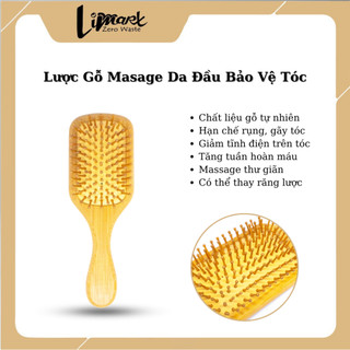 Lược Gỗ Masage Da Dầu Gỡ Rối Bảo Vệ Tóc Limart