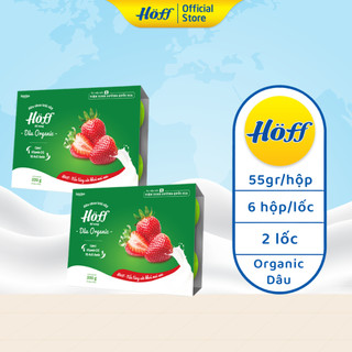 Combo 2 Sữa chua trẻ em Hoff ORGANIC vị dâu cho bé ăn dặm bổ sung vitamin D3 18 loại axit amin, 2 lốc (12 hộp x 55g)