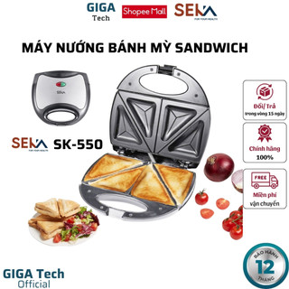 Máy nướng bánh mỳ sandwich SEKA SK-550, máy kẹp nướng bánh mỳ nóng nhanh chín đều, chống dính tốt - Hàng chính hãng