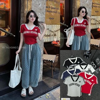 Áo thun áo phông croptop cổ v ymác cotton candy qccc ap167 1000 ap0167
