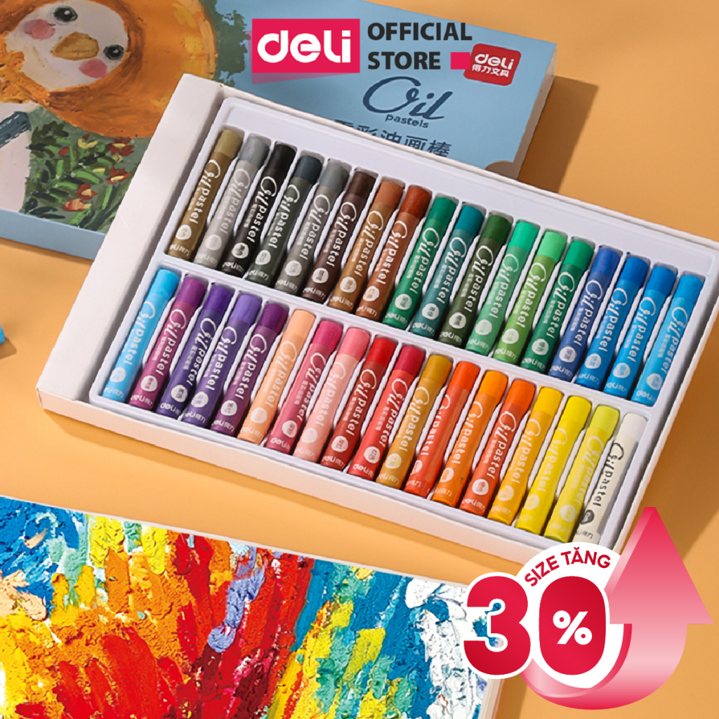 [HỌA CỤ DELI] Bút sáp dầu chuyên nghiệp Deli 24/36/48 màu Chất liệu an toàn màu đều Cho học sinh, họ