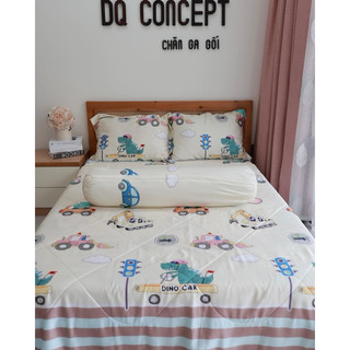 Lụa Tencel 60s/ Bộ Chăn Ga Gối Khủng Long Tinh Nghịch