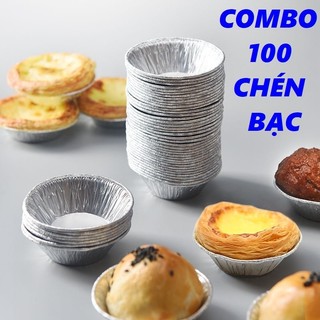 Set 100 khuôn giấy bạc làm bánh tart bằng lá nhôm tiện dụng
