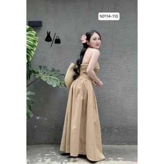 ĐẦM CÚP NGỰC DÁNG DÀI XẾP LI LƯNG THUN
