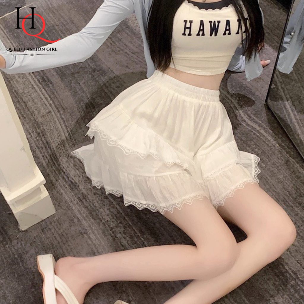 Chân Váy Mini 2 Màu Đen Trắng Lưng Cao Phối Ren Gợi Cảm, Chân Váy Ngắn Xòe 2 Tầng Thời Trang Nữ Tính HQ16 | BigBuy360 - bigbuy360.vn