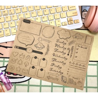  Sticker nâu trang trí sổ dán ảnh scrapbook album ảnh nhãn dán decal nâu 