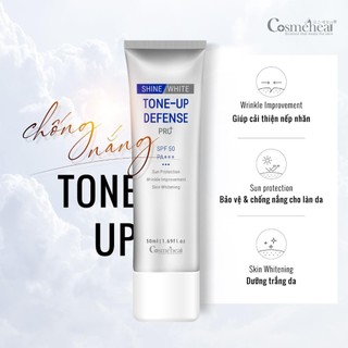 Kem chống nắng Cosmeheal Shine White Tone Up Defense Pro+ 50ml SPF50+ dưỡng ẩm bảo vệ da toàn diện