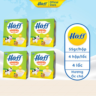 Combo 4 Váng sữa trẻ em Hoff hạt óc chó cho bé ăn dặm bổ sung DHA D3 Canxi hỗ trợ phát triển trí tuệ, 4 lốc (16 hộp x55g