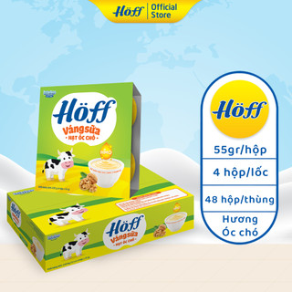 Combo 12 Váng sữa trẻ em Hoff hạt óc chó cho bé ăn dặm bổ sung DHA D3 Canxi, 12 lốc (48 hộp x 55g)