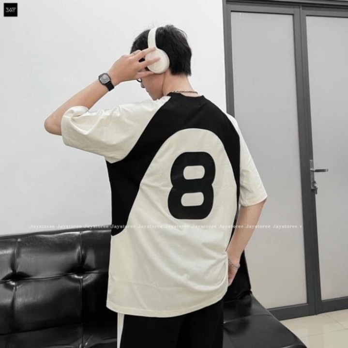 Áo phông số 8 RAGLAN phong cách UNISEX nam nữ - áo thun tay lỡ in chữ số form rộng OVERSIZE co giãn, thoáng mát HOT 2024