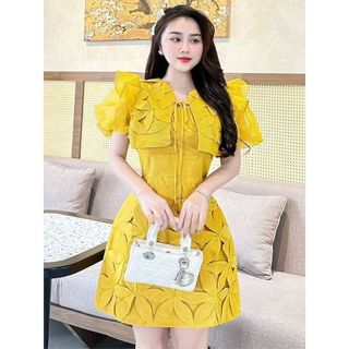Đầm Thiết Kế MAY I3630 Thiết Kế 92 Cánh Hoa Vàng Nổi Bật [MAY XÁC NHẬN ĐỒNG Ý ĐỒNG KIỂM]