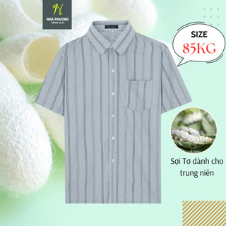 Áo sơ mi nam ngắn tay trung niên vải đũi mịn siêu mát loại áo sơ mi form rộng rãi thoải mái ADUI15