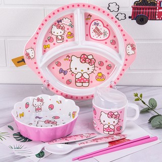 🌸[ HELLO KITTY HỒNG DÂU TÂY ] CHÉN BÁT TÔ DĨA LY CỐC