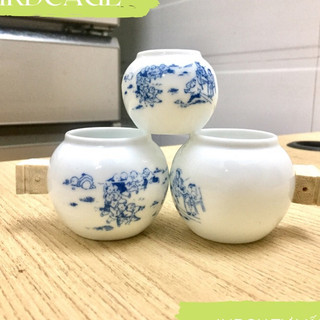 Cóng chim họa mi gốm sứ combo 3 chiếc chất liệu dày dặn kèm hoa văn birdcages