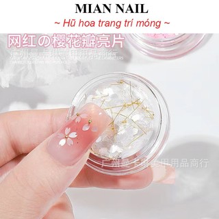 Hũ giấy cánh hoa siêu mỏng trang trí móng tay móng chân phụ kiện nail