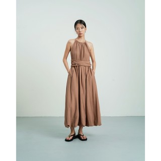 Đầm nữ floriane cổ yếm chiết eo tùng bí khâu by cq