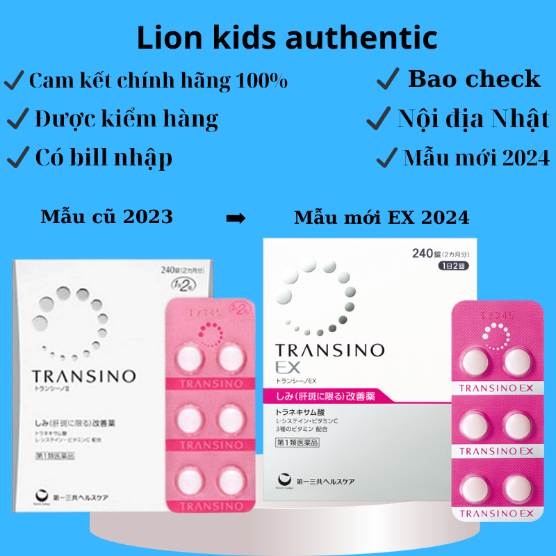 Viên uống Transino 240 viên [CHÍNH HÃNG] Nhật Bản trắng da, chống nám, chống tàn nhang