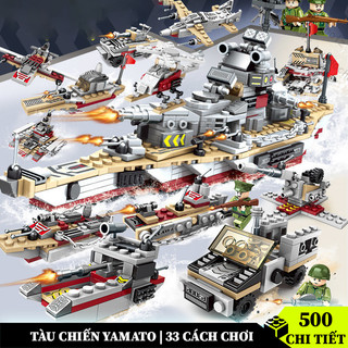 Đồ chơi logo lắp ráp Tàu Chiến WARSHIP 500 chi tiết đồ chơi cho bé trai lắp ghép mô hình Máy bay chiến đấu
