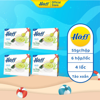 Combo 4 Cháo sữa tảo xoắn spirulina Hoff ăn dặm bổ sung chất xơ cải thiện hệ tiêu hóa, 4 lốc (24hộp x 55g)