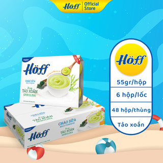 Thùng Cháo Sữa Tảo Xoắn Spirulina Hoff ăn dặm bổ sung chất xơ cải thiện hệ tiêu hóa, thùng 8 lốc (48 hộp x55g)