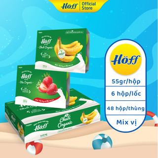 Combo sữa chua trẻ em Hoff ORGANIC 2 vị cho bé từ 6 tháng tuổi bổ sung vitamin D3 18 axit amin 1 THÙNG (48 hộp x 55g)