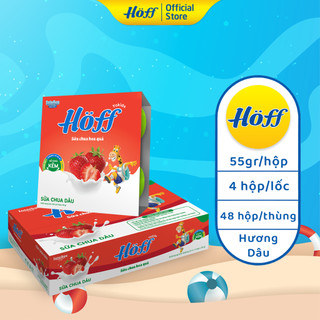 Sữa Chua trẻ em vị DÂU TÂY Hoff - 1 THÙNG (12 Lốc/48 hộp)