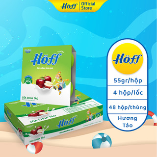 Sữa chua hoa quả Hoff vị TÁO cho bé từ 6 tháng tuổi, bổ sung men lợi khuẩn, tốt cho tiêu hóa - 1 THÙNG (12 Lốc/48 hộp)